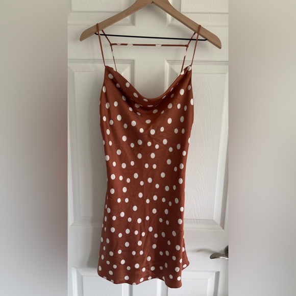 Abercrombie Polka Dot Satin Cowl Neck Dress - Picture 2 of 6